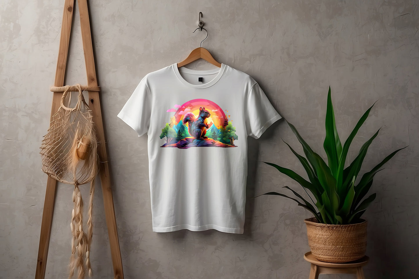 Camiseta Amanecer con una ardilla