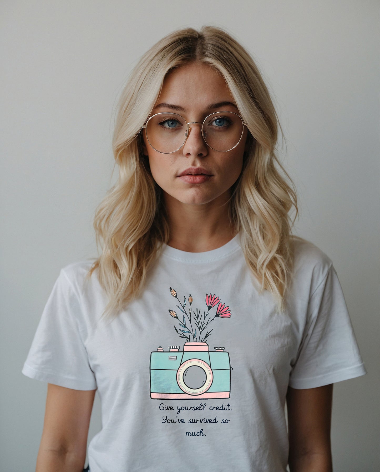 Camiseta mujer cámara de fotos