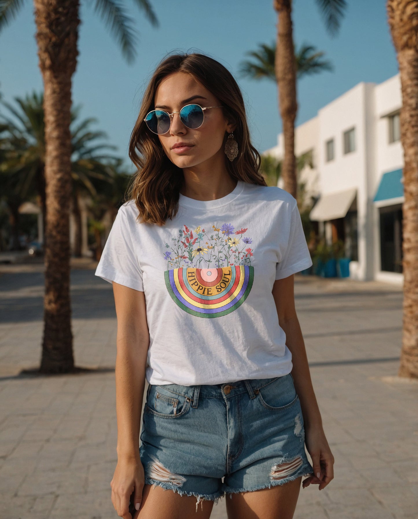 Preciosa camiseta de mujer con flores.