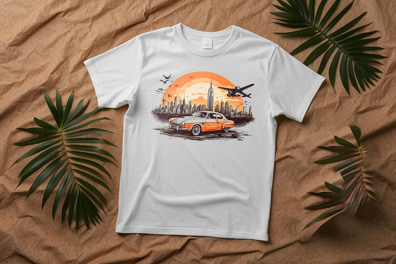 Camiseta de coche estilo retro