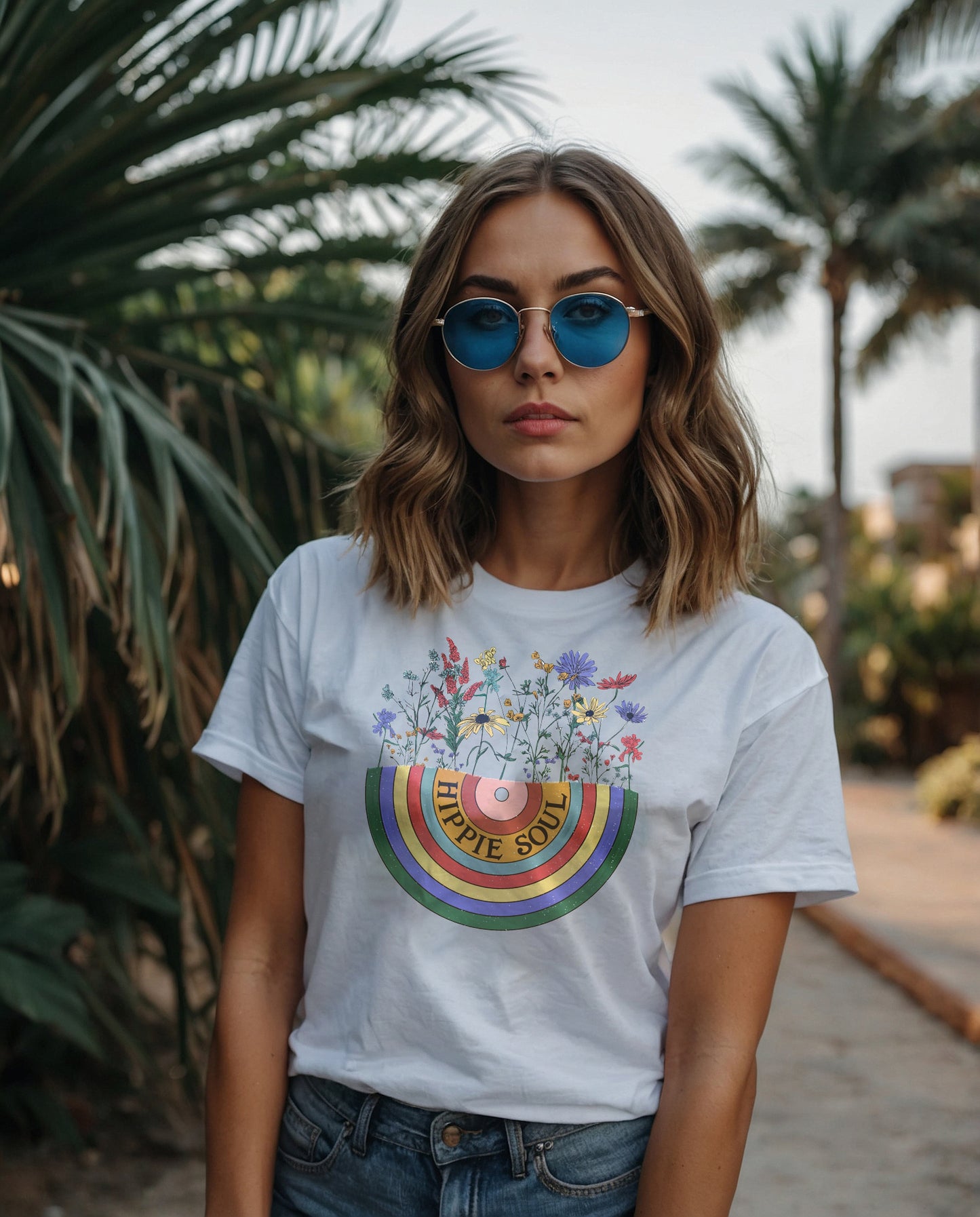 Preciosa camiseta de mujer con flores.