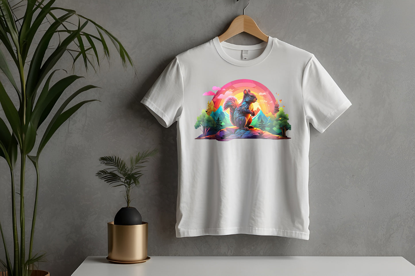 Camiseta Amanecer con una ardilla