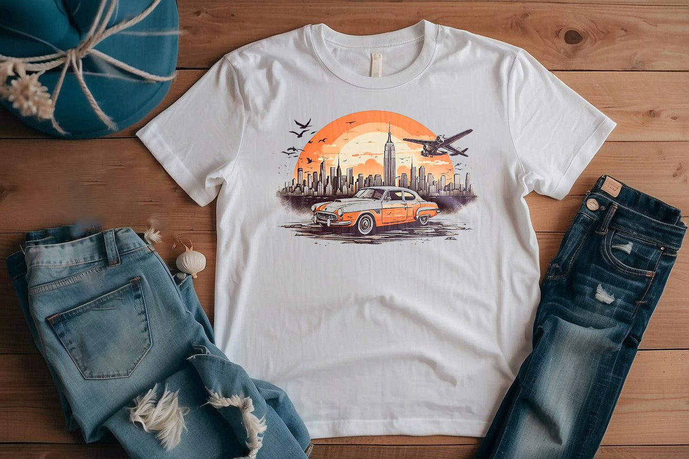 Camiseta de coche estilo retro